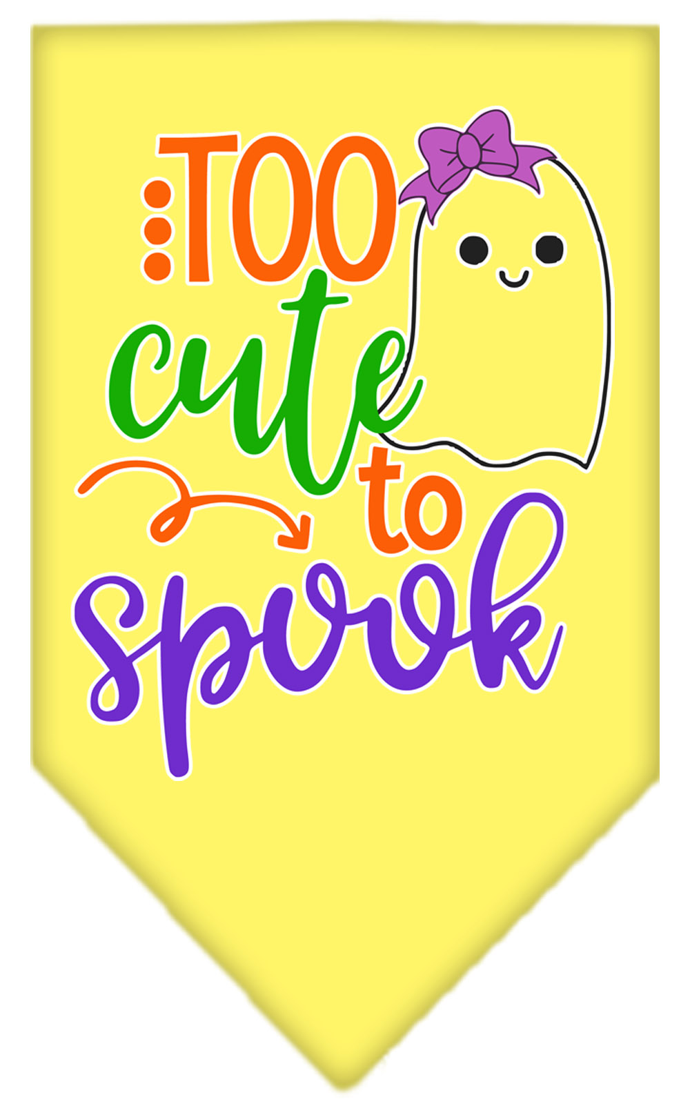 Too Cute to Spook-Girly Ghost Screen Print Bandana Yellow Small